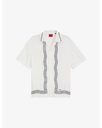 HUGO - Oversized Wave-Pattern Woven Shirt - Lyst
