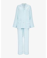 Olivia Von Halle - Yves Contrast-piping Silk Pyjama Set X - Lyst