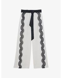 Reiss - Farah Side-Split Scalloped Woven Trousers - Lyst