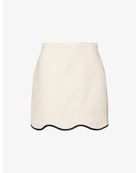 Valentino - Scalloped-Hem Wool And Silk Blend Mini Skirt - Lyst
