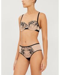 Chantelle Shadows Embroidered Mesh Bra - Black