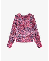 LK Bennett - Erin Floral-Print Woven Top - Lyst