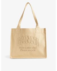 Ganni - Easy Shopper Logo-embroidered Recycled-cotton Tote Bag - Lyst