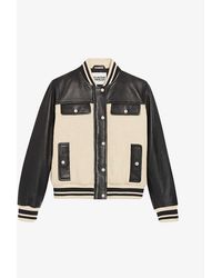 Claudie Pierlot - Contrast Panelled Leather And Knit Bomber Jacket - Lyst