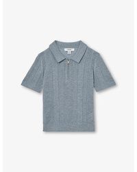 Reiss - Texas Half-Zip Short-Sleeve Knitted Polo 9-13 Years - Lyst