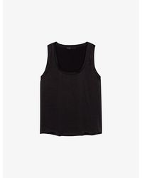 Maje - Round-Neck Relaxed-Fit Stretch-Silk Top - Lyst