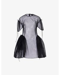 Simone Rocha - Puff-Sleeve Cord-Hip Woven Mini Dress - Lyst