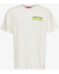 The Elder Statesman - Adventure Tours Brand-print Linen And Cotton-blend T-shirt X - Lyst
