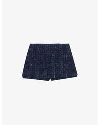 Maje - Checked Rhinestone-Embellished Woven Skort - Lyst