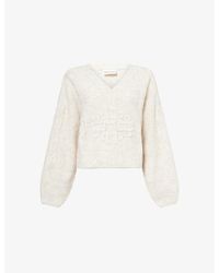 The Couture Club - Emblem V-Neck Knitted Jumper - Lyst