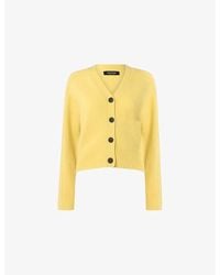 Whistles - Patch-Pocket V-Neck Stretch Wool-Blend Cardigan - Lyst