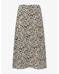 Marni - Printed Crepe De Chine Fluid Silk Midi Skirt - Lyst