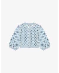 Maje - Crochet Rhinestone-Embellished Woven Cardigan - Lyst