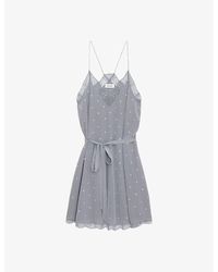Zadig & Voltaire - Ristyz Diamante-embellished Lace-trim Silk Mini Dress - Lyst