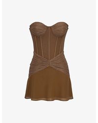 House Of Cb - Charlotte Strapless Mesh Mini Dress - Lyst
