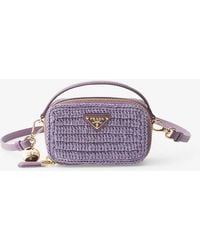 Prada - Crochet And Leather Mini Pouch - Lyst