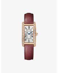 Cartier - Crwjta0048 Tank Américaine Small 18Ct Rose- 0.96Ct Brilliant-Cut Diamond And Leather Quartz Watch - Lyst