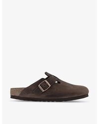 Birkenstock - Habana Boston Logo-Embossed Leather Clogs - Lyst