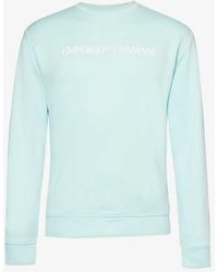 Emporio Armani - Brand-embossed Relaxed-fit Woven-blend Sweatshirt X - Lyst