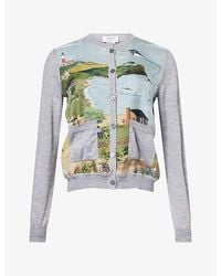 Thom Browne - Nantucket Scenic-Print Cashmere And Silk-Blend Cardigan - Lyst