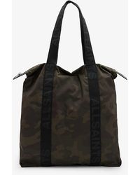 AllSaints - Afan Camo-print Recycled-polyester Tote - Lyst