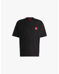 HUGO - Branded-Print Relaxed-Fit Cotton-Jersey T-Shirt - Lyst