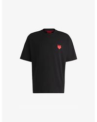 HUGO - Branded-Print Relaxed-Fit Cotton-Jersey T-Shirt - Lyst