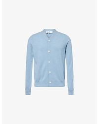 COMME DES GARÇONS PLAY - Heart-Appliqué V-Neck Wool-Knit Cardigan - Lyst