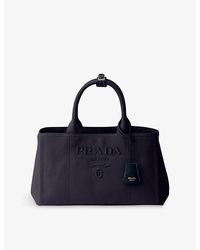 Prada - Jardinière Small Cotton-Canvas Top-Handle Bag - Lyst