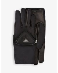 Prada - Logo-Embellished Re-Nylon And Leather Gloves - Lyst