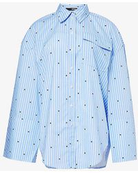 ROTATE SUNDAY - Brand-print Striped Organic-cotton Poplin Shirt - Lyst