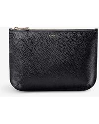 Aspinal of London - Ella Large Logo-print Grained-leather Pouch - Lyst