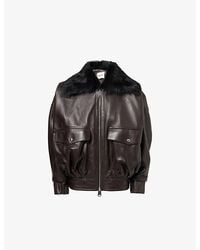 KHAITE - Daemon Faux-Fur Collar Leather Jacket - Lyst
