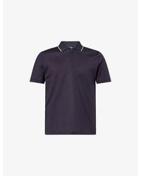 Emporio Armani - Contrast-Stripe Collared Cotton-Jersey Polo Top - Lyst