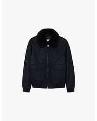 Sandro - Shearling-Collar Wool-Blend Aviator Jacket - Lyst