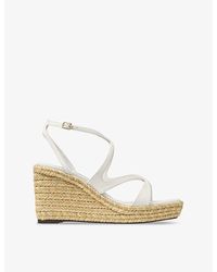 Jimmy Choo - Ayla 85 Leather Espadrille Wedges - Lyst