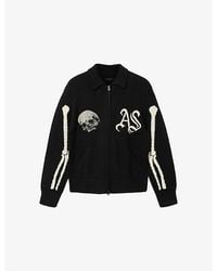 AllSaints - Adrian Branded Cotton-Knit Cardigan - Lyst