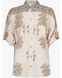 Zimmermann - Paisley-print Short-sleeved Silk-blend Shirt X - Lyst