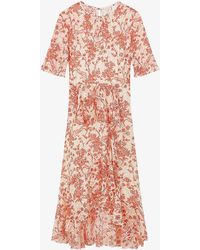 LK Bennett - Thea Floral-print Silk-blend Midi Dress - Lyst