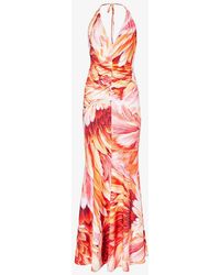 Roberto Cavalli - Floral-print Halterneck Stretch-woven Maxi Dress - Lyst