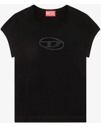 DIESEL - Tangie Oval D-embroidered Stretch Cotton-jersey T-shirt - Lyst