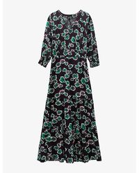 IKKS - Floral-print Cut-out Woven Maxi Dress - Lyst