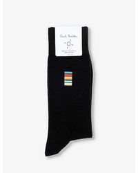 Paul Smith - Stripe-embroidered Stretch-organic-cotton Blend Socks - Lyst