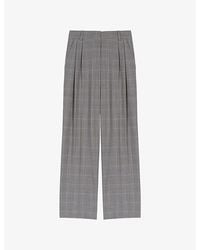 Maje - Checked Straight-Leg Stretch Wool-Blend Trousers - Lyst