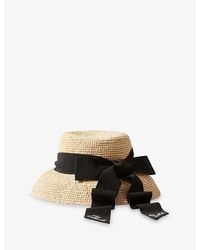 Claudie Pierlot - Ribbon-Embroidered Raffia Bucket Hat - Lyst