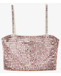 Sandro - Bead-embellished Woven Crop Top - Lyst