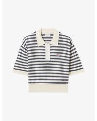 Claudie Pierlot - Striped Logo-Embroidered Wool Polo - Lyst