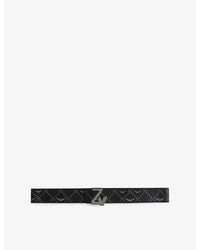 Zadig & Voltaire - Branded-Buckle Monogram-Pattern Leather Belt - Lyst