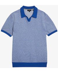 Ted Baker - Wulder Open-neck Regular-fit Knitted Polo - Lyst