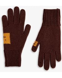 Acne Studios Keanu Pop Face-print Wool-blend Gloves - Brown